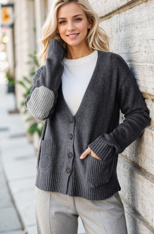 Heimish Long Sleeve V Neck Button Down Cardigan