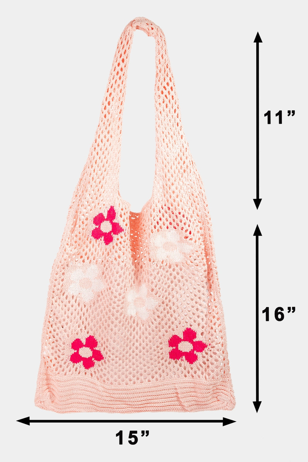 Flower Pattern Knitted Tote Bag