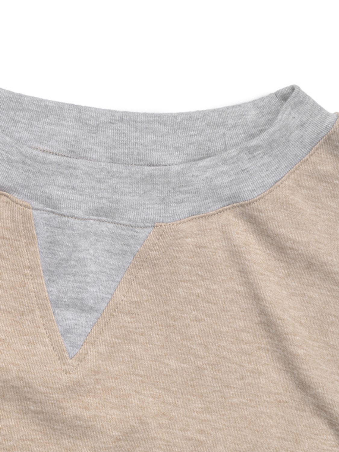 Contrast Round Neck Long Sleeve T-Shirt