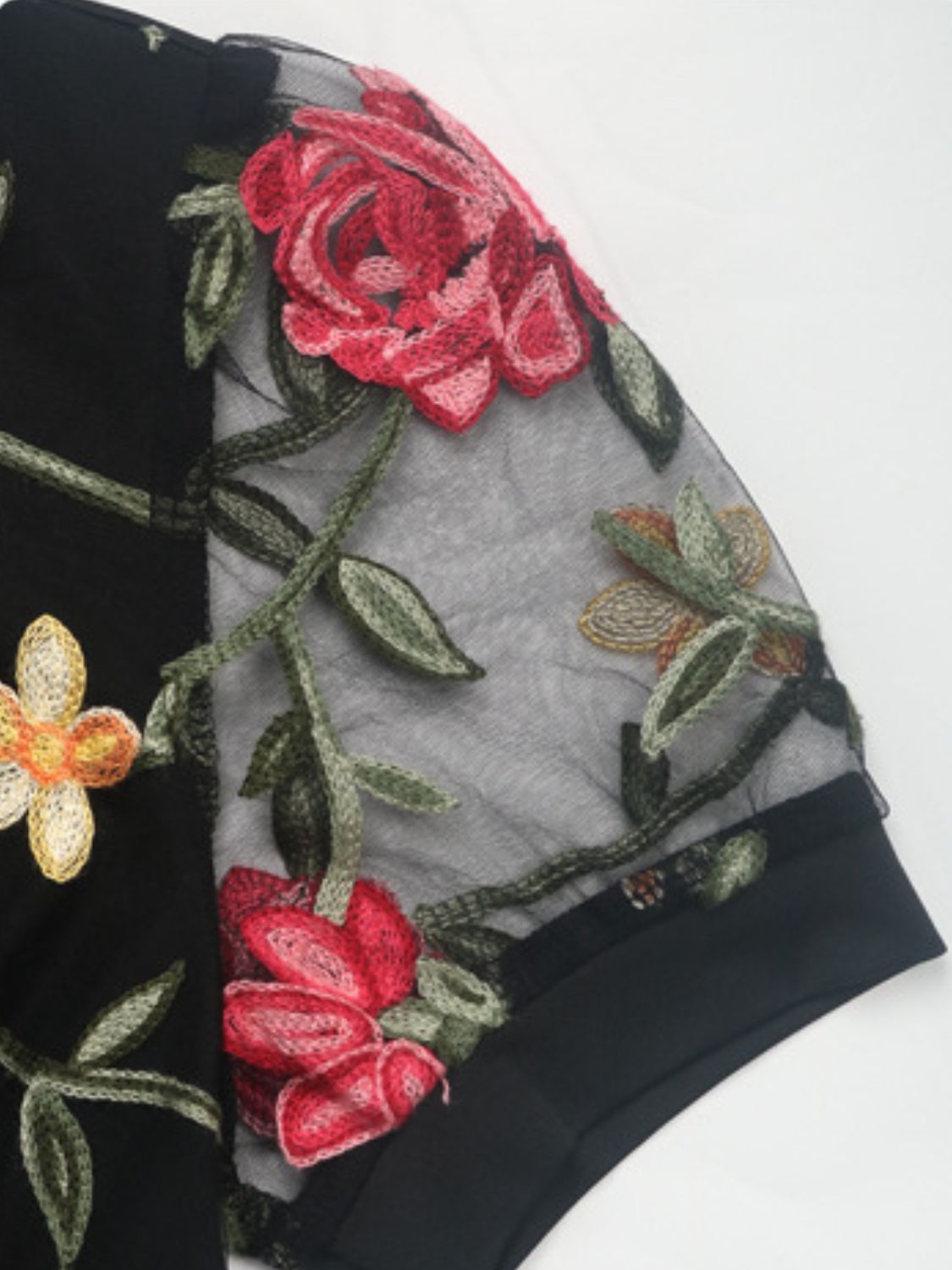 Embroidered V-Neck Floral Bodysuit