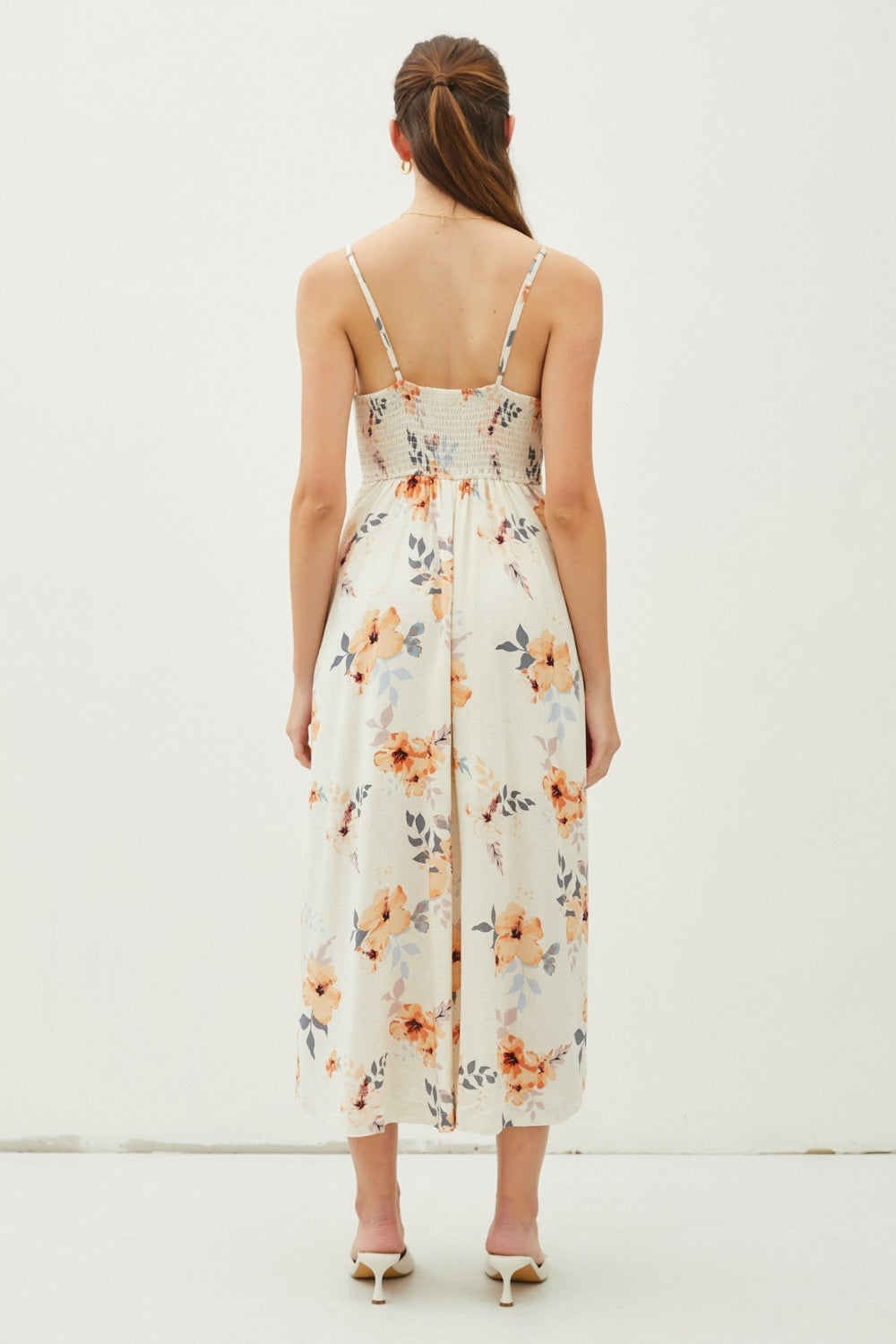 Floral Button Down Cami Midi Dress