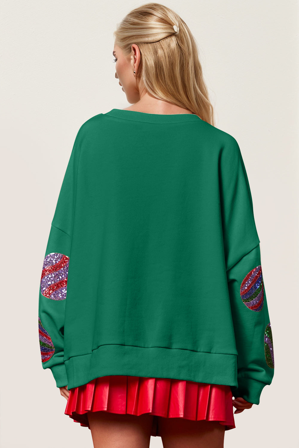 Element Sequin Round Neck Long Sleeve Sweatshirt