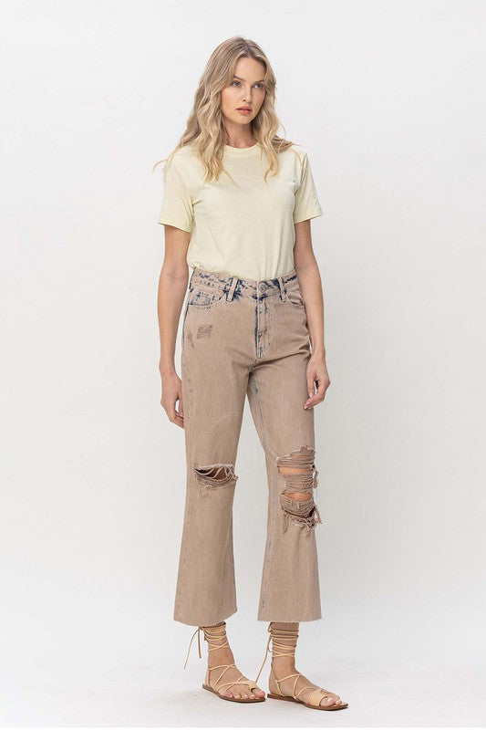 VERVET by FLYING MONKEY 90S VINTAGE CROP FLARE JEANS