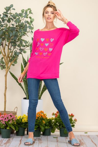 Heart Graphic Long Sleeve T-Shirt