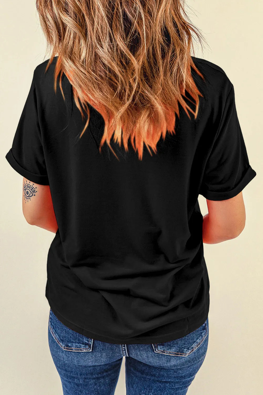 Sequin Round Neck Short Sleeve T-Shirt