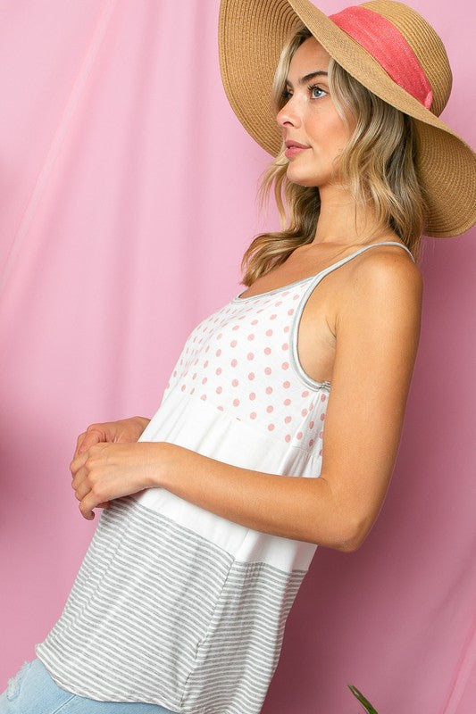 PLUS POLKA DOT STRIPE SOLID MIX CAMI