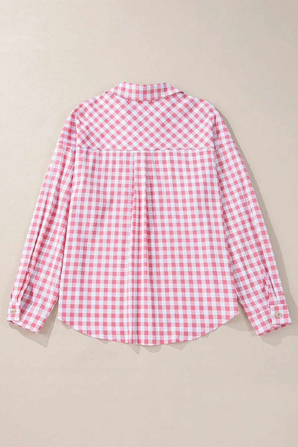 Pocketed Plaid Collared Neck Long Sleeve Shirt