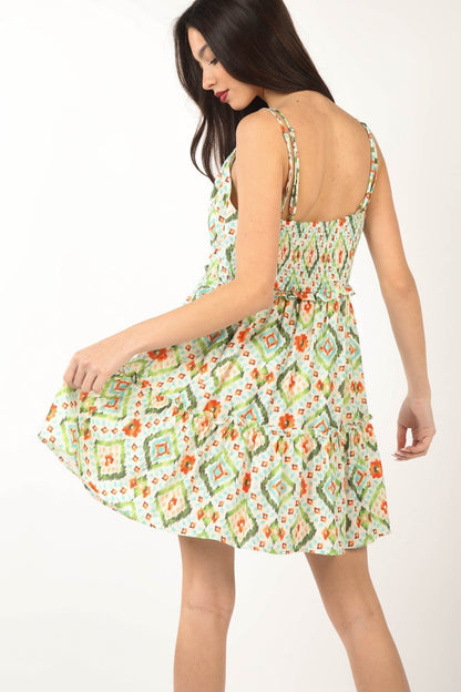 Floral Back Smocked Ruffled Mini Dress