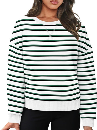 Striped Round Neck Long Sleeve Sweatshirt