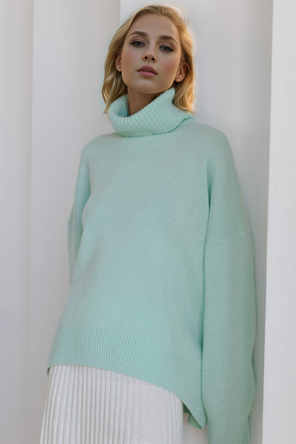 Turtleneck Dropped Shoulder Long Sleeve Sweater