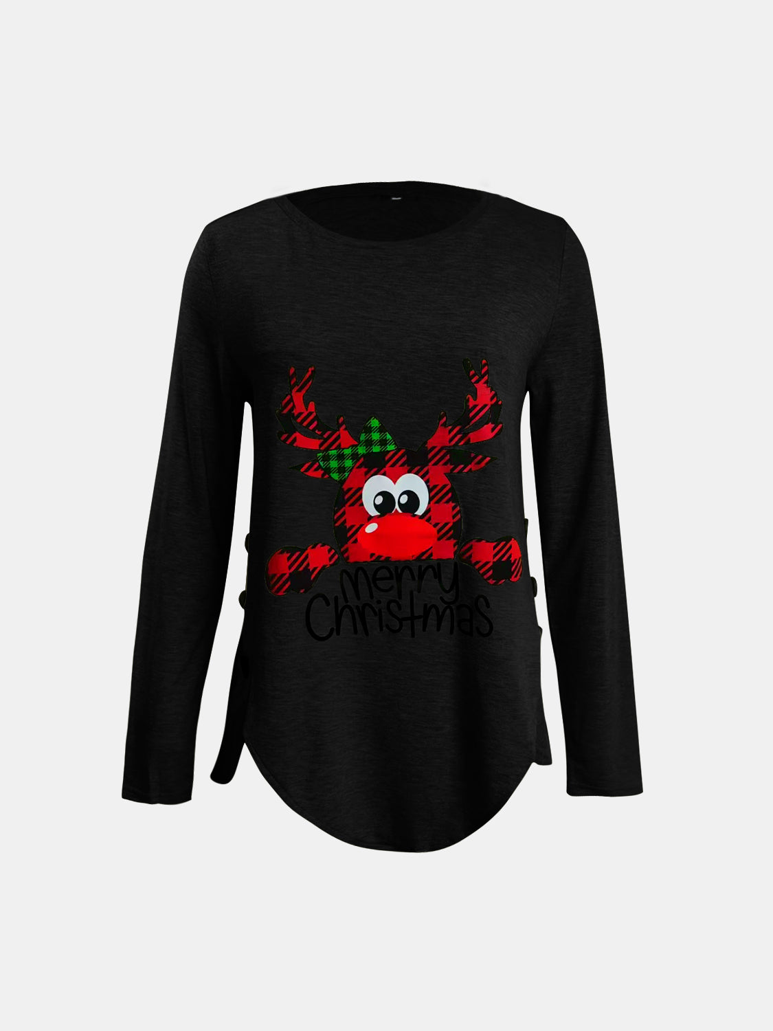 Reindeer Round Neck Long Sleeve T-Shirt