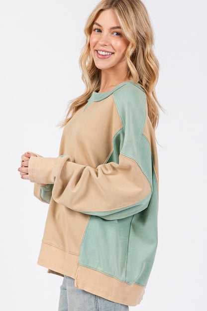 Color Block Round Neck Sweatshirt