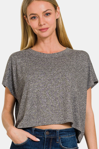 Short Sleeve Round Neck Cropped T-Shirt