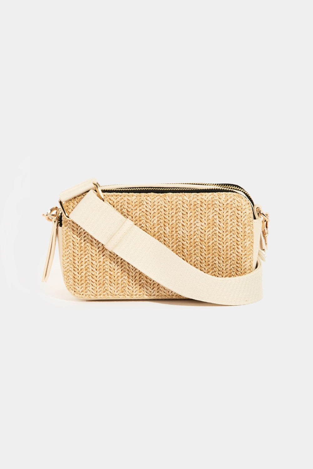 Straw Contrast Crossbody Bag