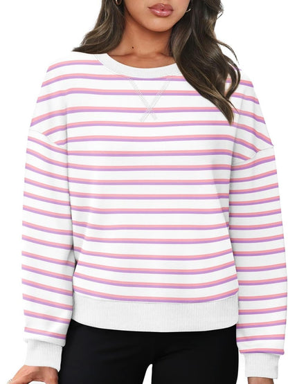 Striped Round Neck Long Sleeve Sweatshirt