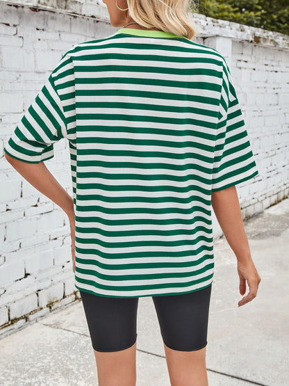 Striped Round Neck Half Sleeve T-Shirt