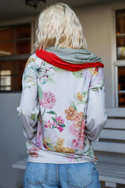 Floral Zip Up Hoodie