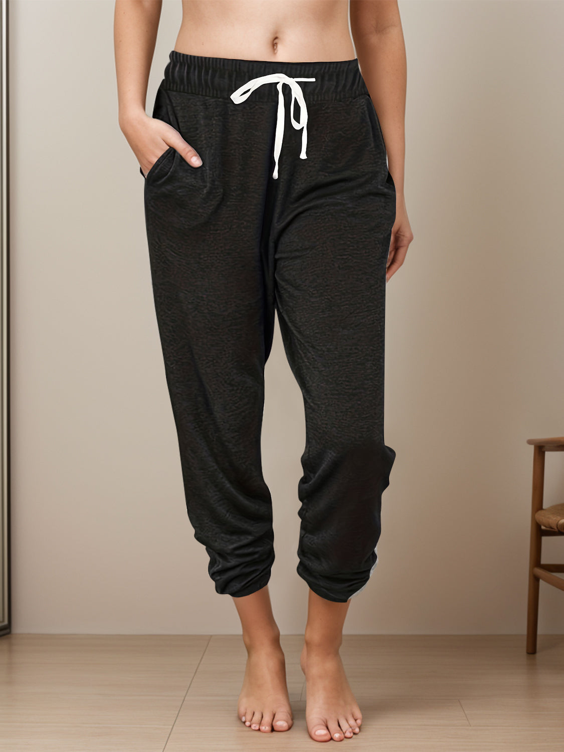 Drawstring Elastic Waist Joggers with Pockets