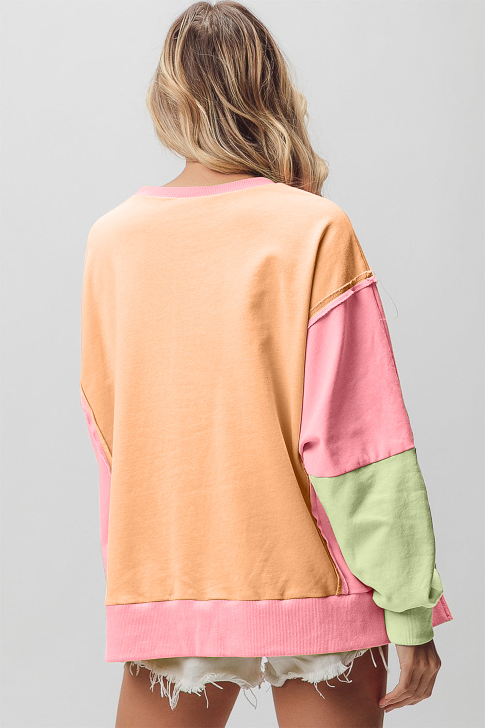 Washed Color Block Sweatshirt