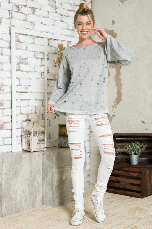 DISTRESSED TERRY TOP