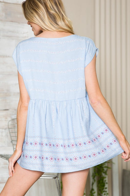 Border Print Baby Doll Tunic