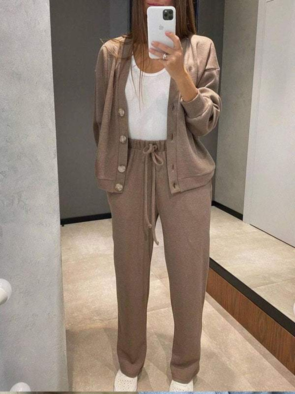 Button Up Long Sleeve Top and Pants Set