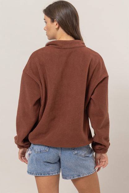 Fleece Color Block Half Zip Sweatshirt