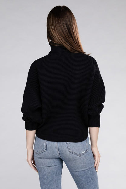 VISCOSE DOLMAN SLEEVE TURTLENECK SWEATER