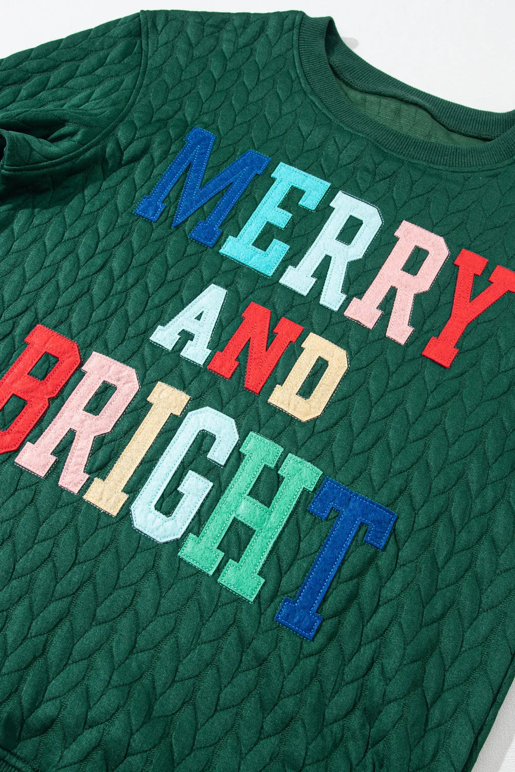 MERRY AND BRIGHT Cable Knit Pullover Sweatshirt