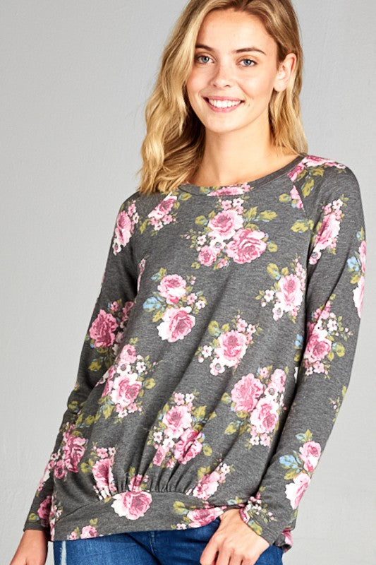 ALLOVER FLORAL SWEATSHIRT TOP