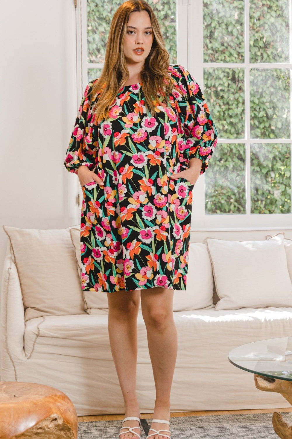 Floral Puff Sleeve Mini Dress