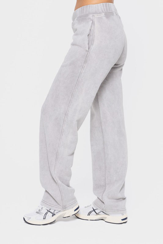 Mono B Elastic Waist Fleece Pants with Pockets