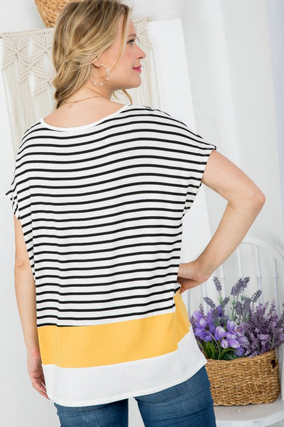 STRIPE COLORBLOCK TUNIC TOP