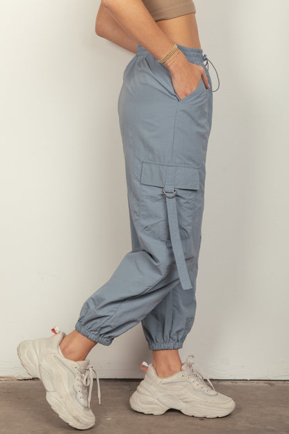 Elastic Waist Woven Cargo Pants