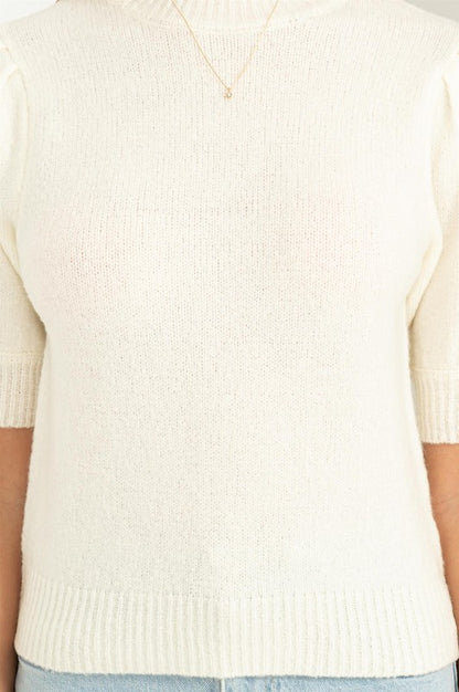 LOVELY EMBRACE PUFF SLEEVE SWEATER TOP