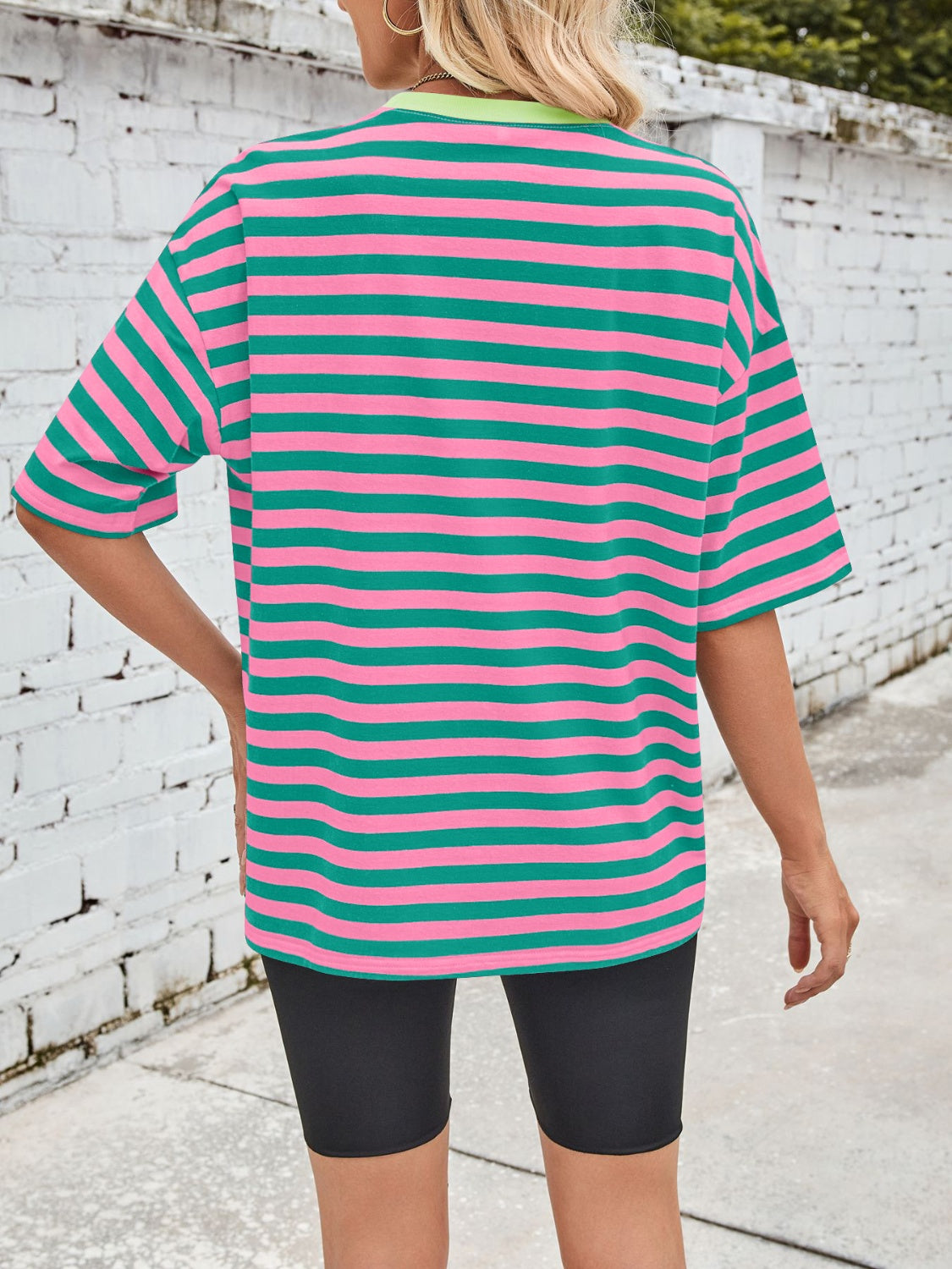Striped Round Neck Half Sleeve T-Shirt