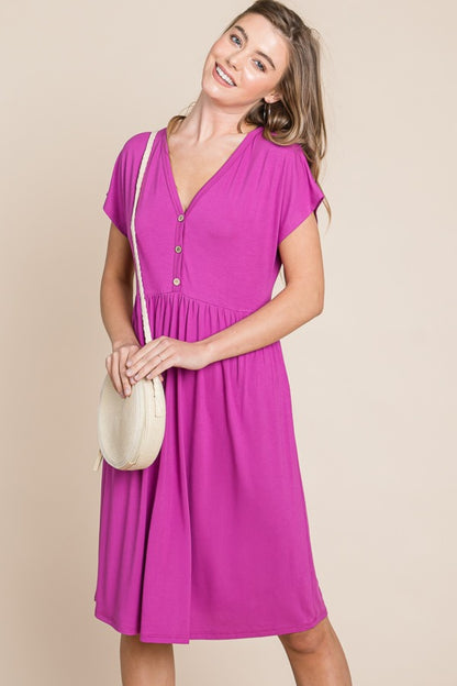 V-Neck Short Sleeve Dress