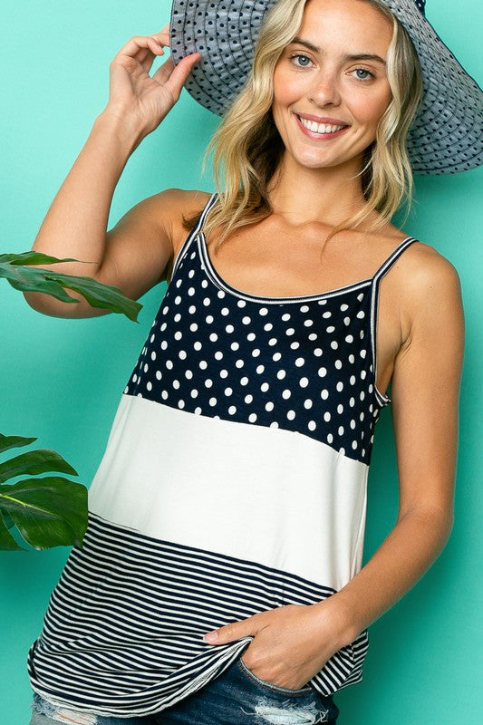 PLUS POLKA DOT STRIPE SOLID MIX CAMI