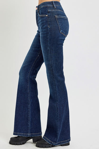 RISEN High Rise Flare Jeans with Pockets