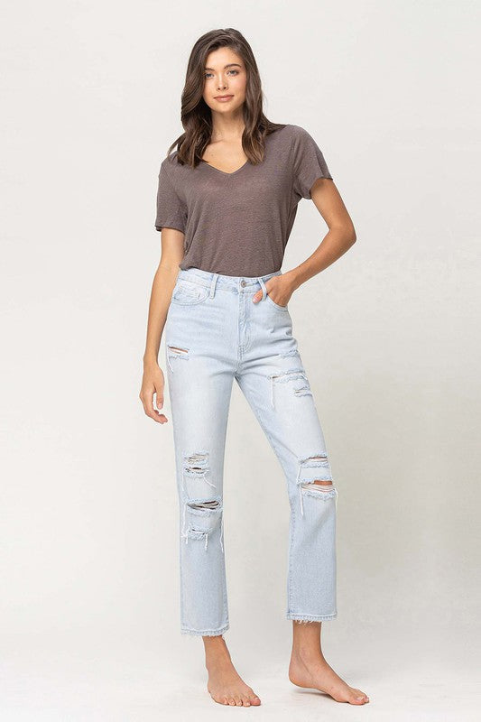 VERVET BY FLYING MONKEY SUPER HIGH RISE DISTRESSED CROP STRAIGHT