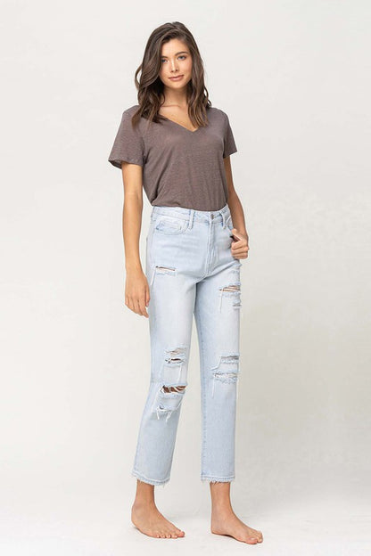 VERVET BY FLYING MONKEY SUPER HIGH RISE DISTRESSED CROP STRAIGHT