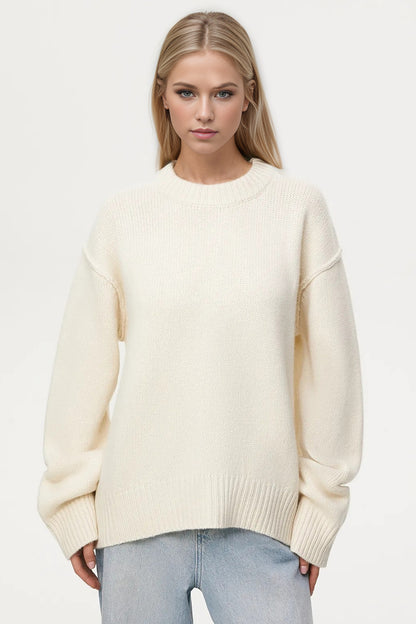 Round Neck Dropped Shoulder Sweater