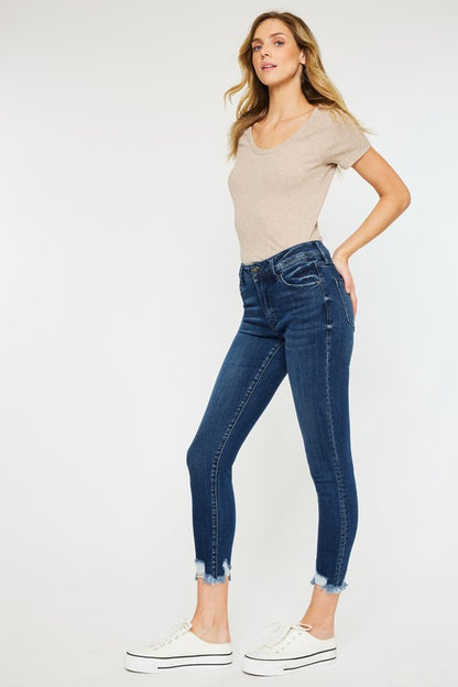 Kan Can USA High Rise Hem Detail Ankle Skinny