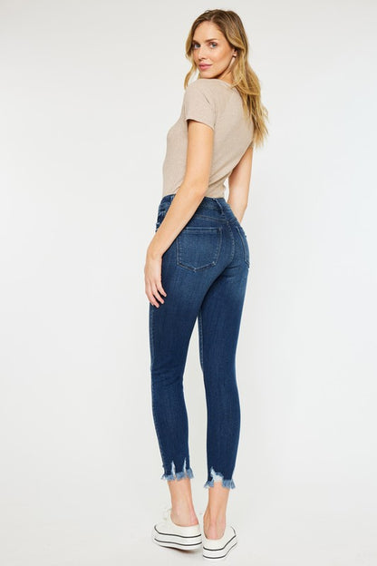 Kan Can USA High Rise Hem Detail Ankle Skinny