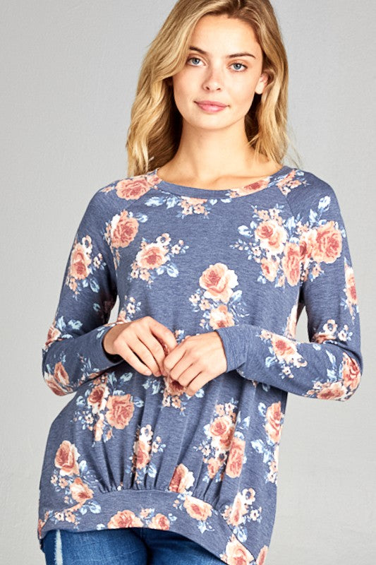ALLOVER FLORAL SWEATSHIRT TOP