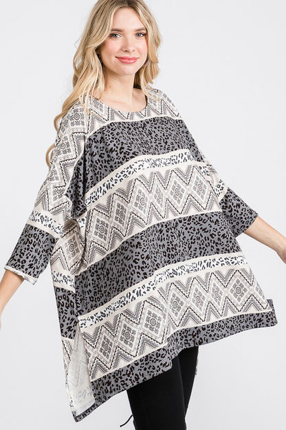 TRIBAL PRINT OVERSIZE TOP