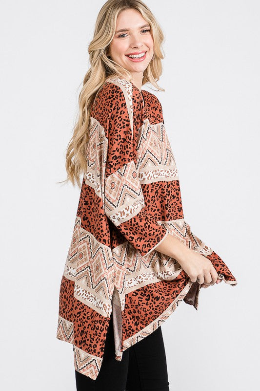 TRIBAL PRINT OVERSIZE TOP