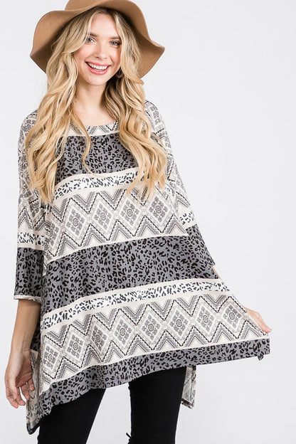 TRIBAL PRINT OVERSIZE TOP