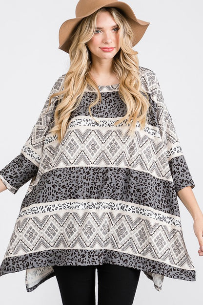 TRIBAL PRINT OVERSIZE TOP