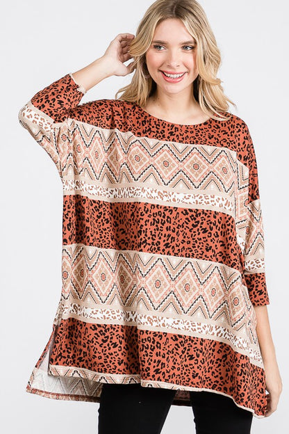 TRIBAL PRINT OVERSIZE TOP